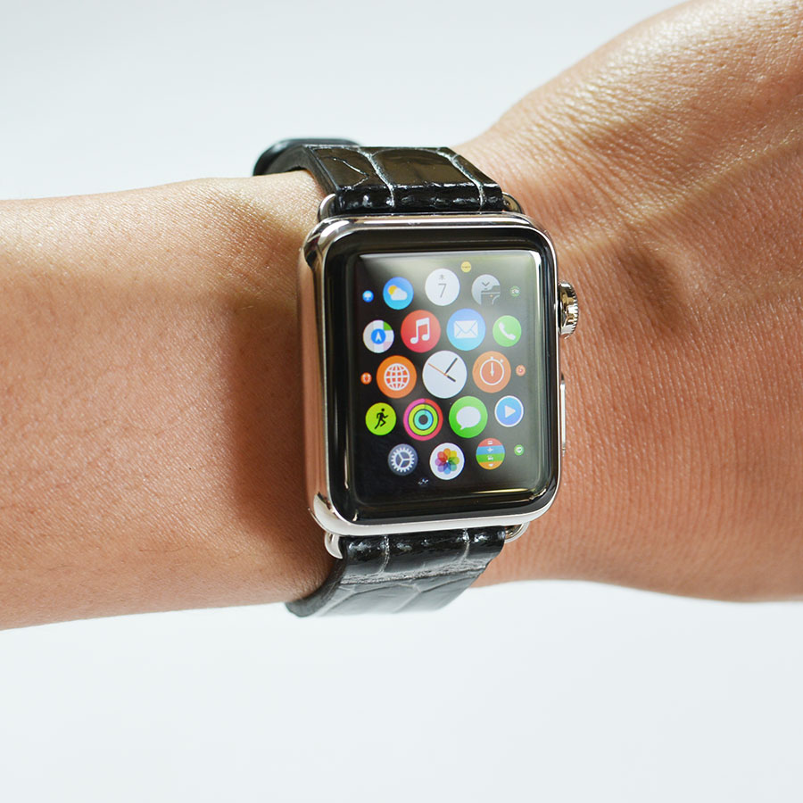 人気買蔵Apple Watch アップルウォッチ バンド クロコ ベルト グリーン レザーベルト