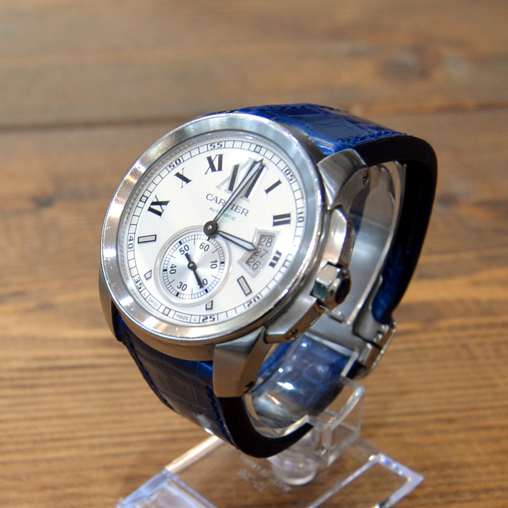 新品 カルティエ Cartier 腕時計用 ベルト ライトブルー クロコダイル