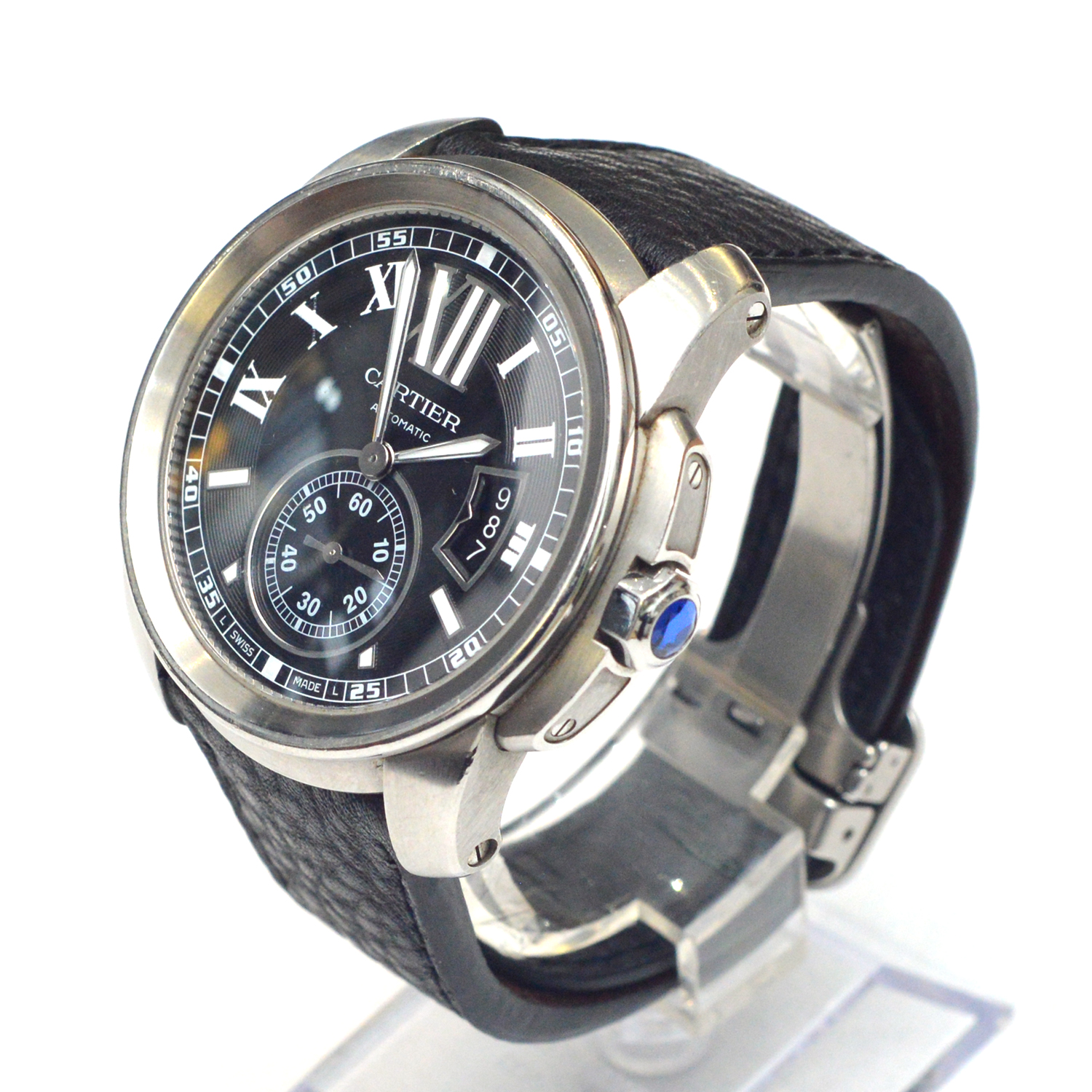 Cartier カルティエ カリブル 腕時計 ベルト ブルー 良品 M11747