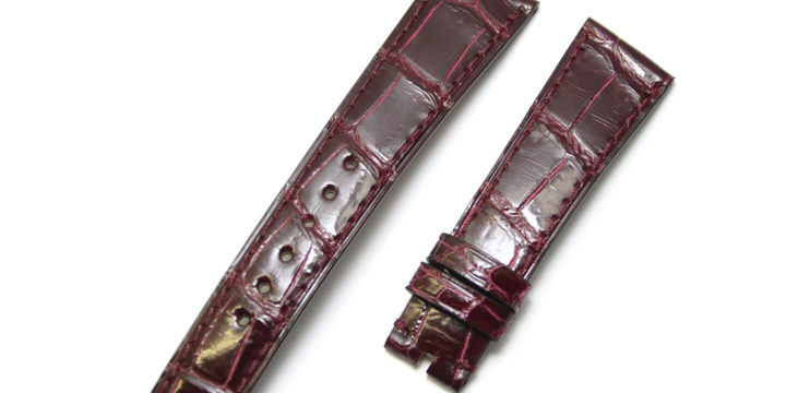 時計ベルトオーダー／カラー：ツヤ　ボルドー／ステッチ：同色／裏側：防水レザー加工　黒／素材：クロコダイル