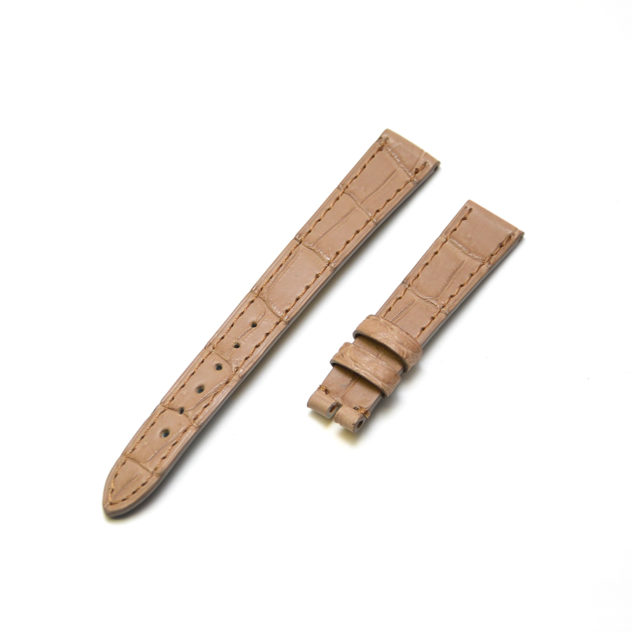 時計ベルトオーダー／カラー：マット　ミンク／ステッチ：同色／裏側：黒／素材：クロコダイル 