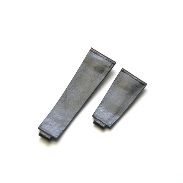ロレックス用時計ベルトオーダー／カラー：マット　黒／ステッチ：同色／裏側：防水レザー加工　黒／素材：クロコダイル