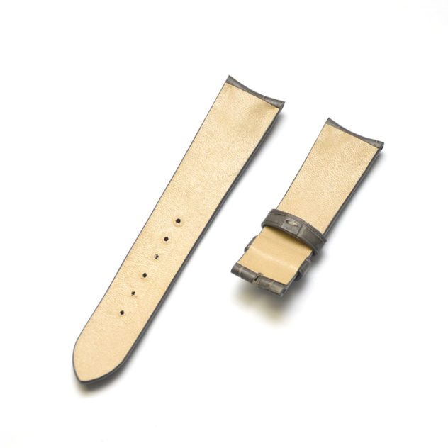 時計ベルトオーダー／カラー：グレー／ステッチ：同色／裏側：防水レザー加工　ベージュ／素材：クロコダイル 