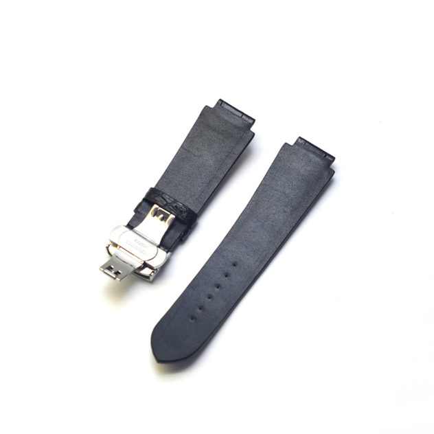 時計ベルトオーダー／カラー：マット　黒／ステッチ：黒／裏側：防水レザー加工　黒／素材：クロコダイル 