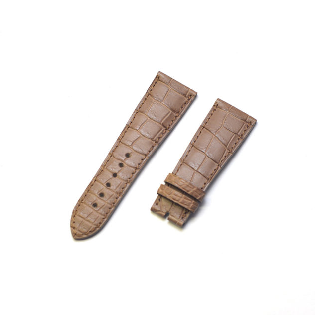 時計ベルトオーダー／カラー：マット　ミンク／ステッチ：同色／裏側：防水レザー加工　ベージュ／素材：クロコダイル 