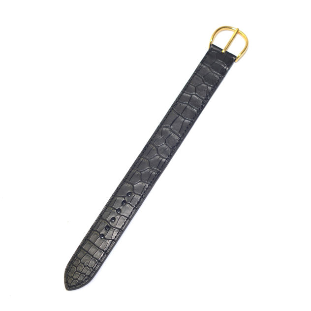 TOKIOKUMAGAI ミニッツ用　22㎜幅 時計ベルトオーダー／カラー：マット　黒／ステッチ：同色／裏側：防水レザー加工　黒／素材：クロコダイル