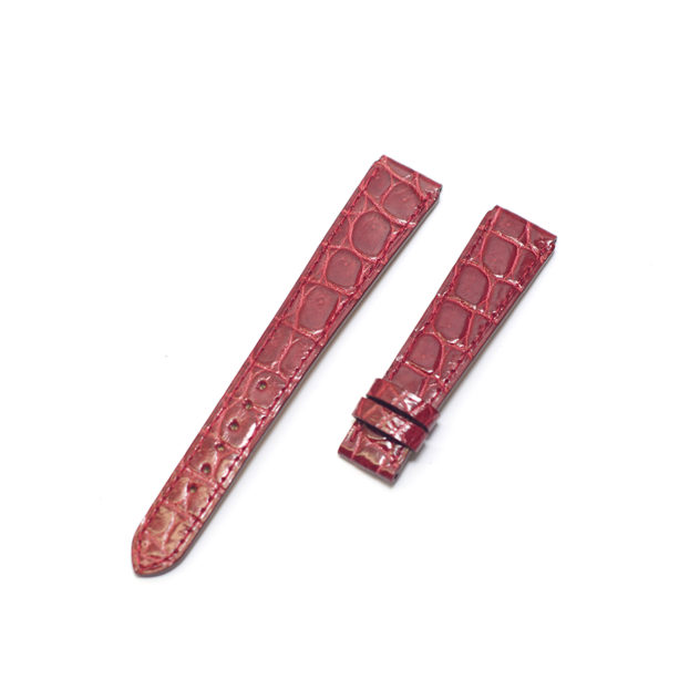 時計ベルトオーダー／カラー：ツヤ　赤／ステッチ：同色／裏側：防水レザー加工　やまぶき／素材：クロコダイル 