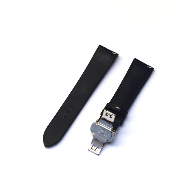 クロコダイル 時計ベルトオーダー｜マットブラック × グレーステッチ × ワンタッチばね棒加工