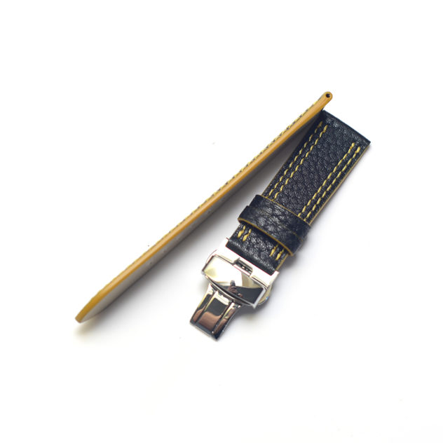 オメガ スピードマスター レーシング シューマッハ限定 時計ベルトオーダー|シュリンクレザー × ブラック × イエローダブルステッチ