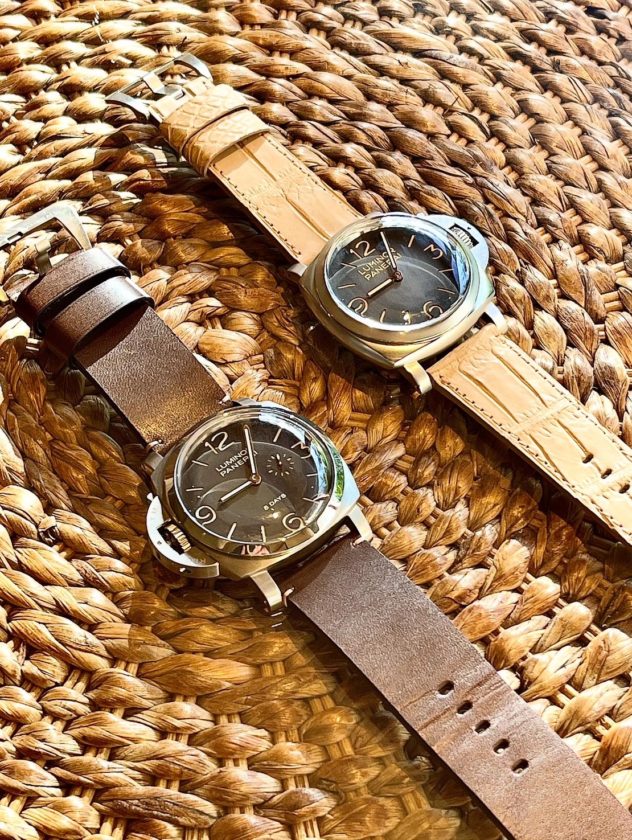 パネライ PAM00368 時計ベルトオーダー｜栃木レザーヌメ × こげ茶 × ベージュかがり