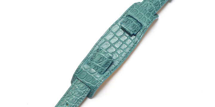 クロコダイル 時計ベルトオーダー｜マットコバルトブルー × 同色ステッチ × ウォッチプロテクター仕様