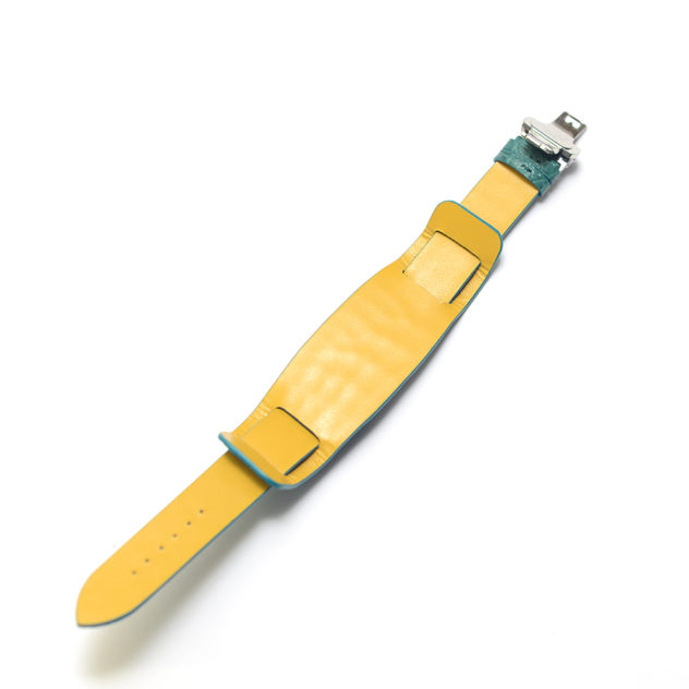 クロコダイル 時計ベルトオーダー｜マットコバルトブルー × 同色ステッチ × ウォッチプロテクター仕様 