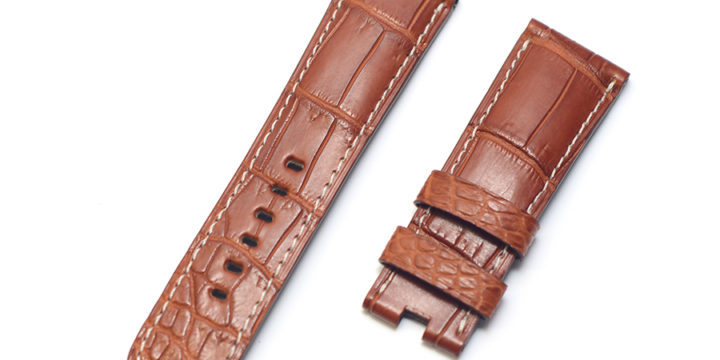 パネライ ルミノールマリーナ44mm 時計ベルトオーダー｜クロコダイル × マットコニャック × 生成りステッチ
