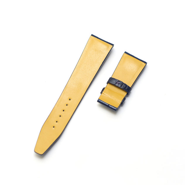 SEIKO ガランテ用 時計ベルトオーダー｜クロコダイル マット × 藍染ネイビー × パープルステッチ